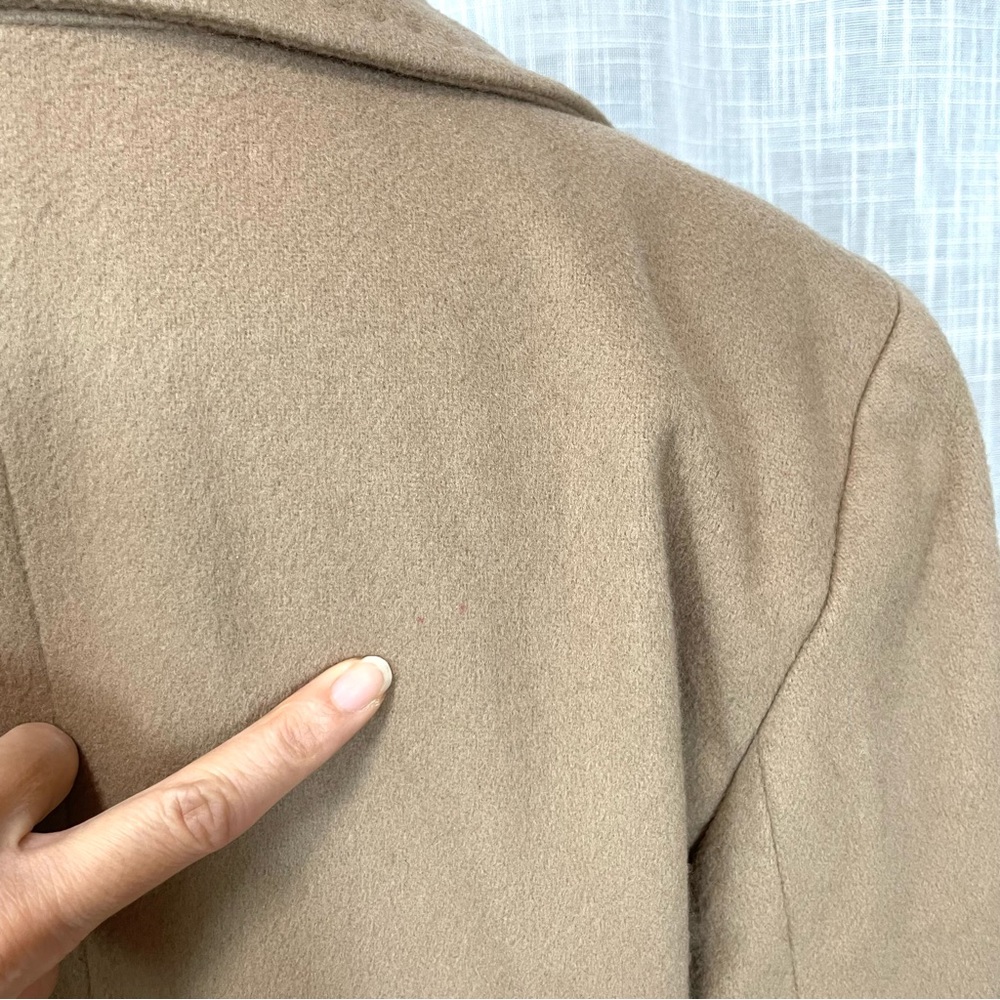Fleurette Womens Loro Piana Italy Wool Coat Size 10 Tan Notched Collar Buttons - Picture 15 of 16
